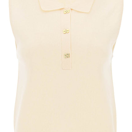 Ganni sleeveless polo shirt in wool and cashmere