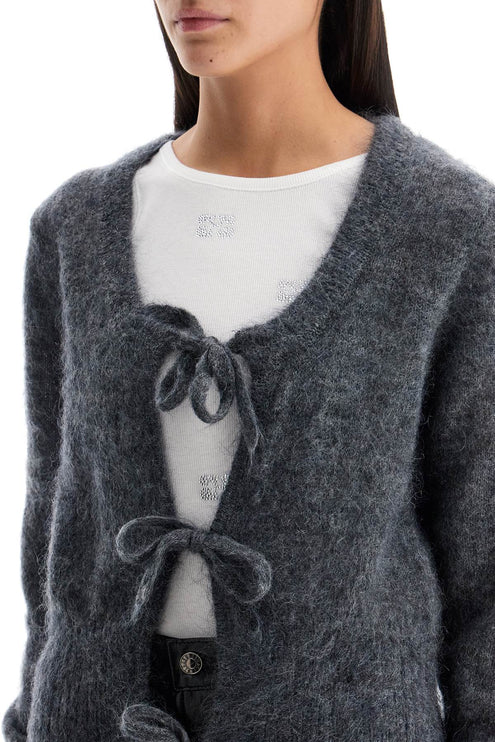 Ganni mohair cardigan with bow accents