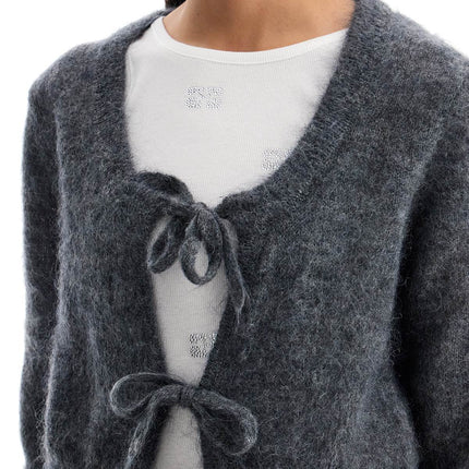 Ganni mohair cardigan with bow accents