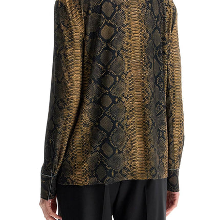 Norma Kamali brown python print long sleeve shirt