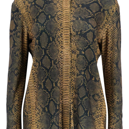 Norma Kamali brown python print long sleeve shirt