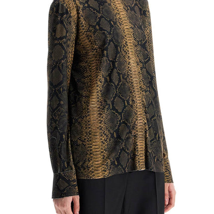 Norma Kamali brown python print long sleeve shirt