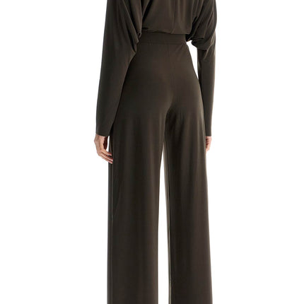 Norma Kamali dark green long sleeve v-neck jumpsuit