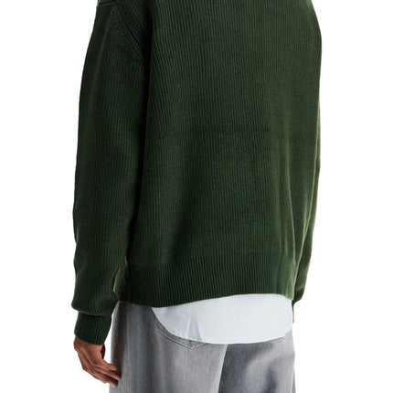 Maison Kitsune ranger green wool and viscose sweater with fox patch