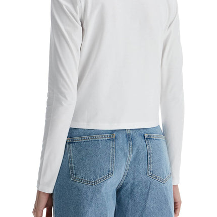 Loulou Studio cropped long sleeve t-shirt white in organic cotton