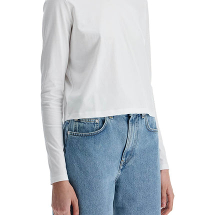 Loulou Studio cropped long sleeve t-shirt white in organic cotton