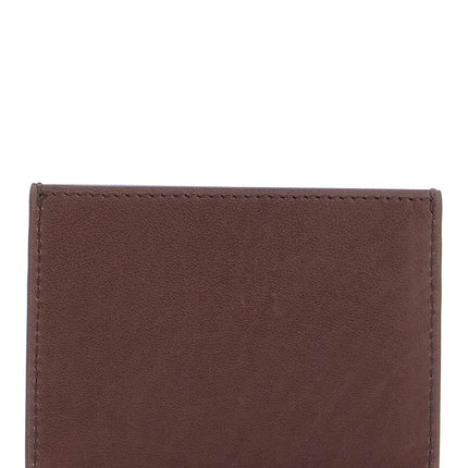 Thom Browne compact dark brown calfskin credit card holder