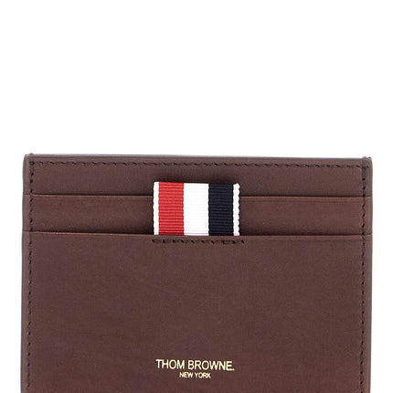 Thom Browne compact dark brown calfskin credit card holder