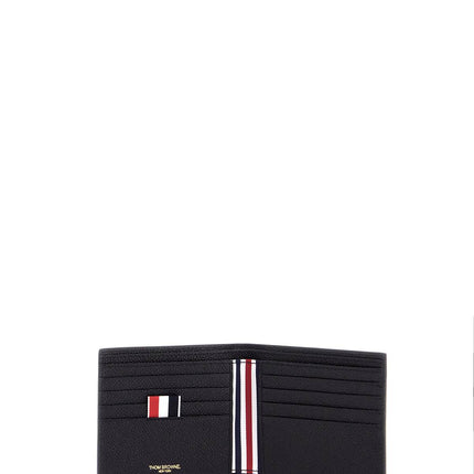 Thom Browne compact black pebble grain leather wallet with fold closure