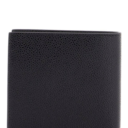 Thom Browne compact black pebble grain leather wallet with fold closure