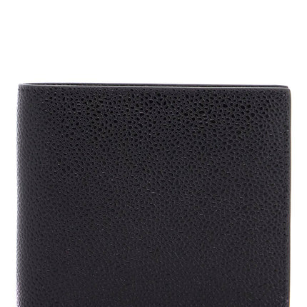 Thom Browne compact black pebble grain leather wallet with fold closure