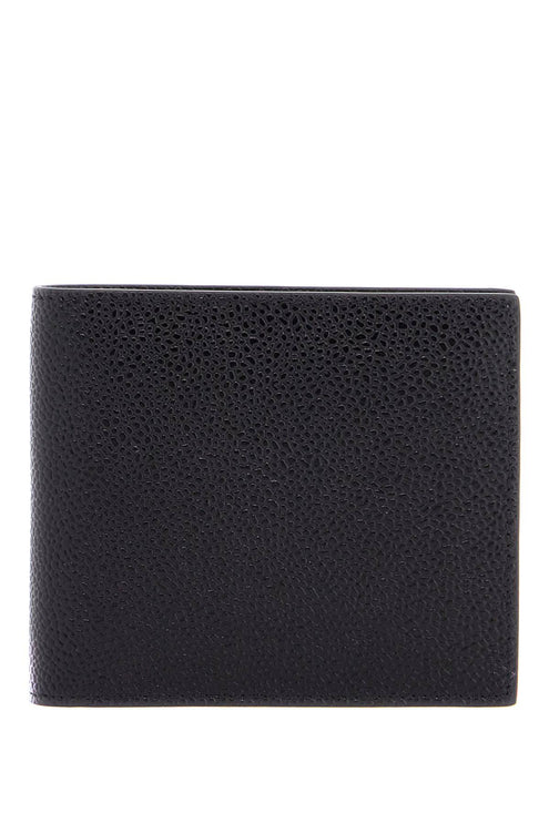 Thom Browne compact black pebble grain leather wallet with fold closure