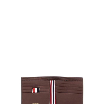 Thom Browne compact dark brown calfskin wallet with slots