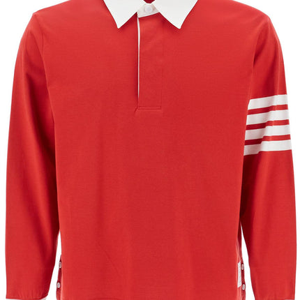 Thom Browne red cotton polo with three stripes