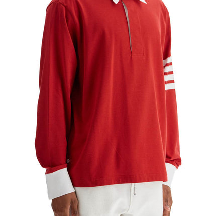 Thom Browne red cotton polo with three stripes