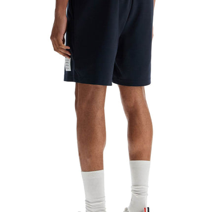 Thom Browne navy combo mid thigh ripstop and wool shorts