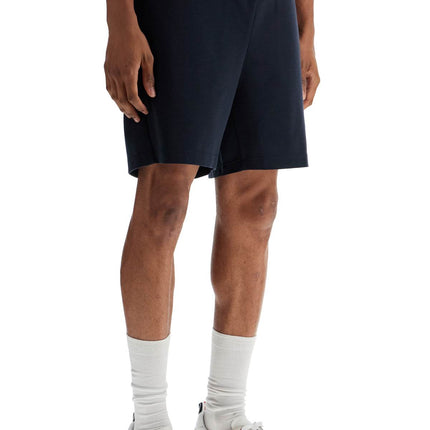 Thom Browne navy combo mid thigh ripstop and wool shorts