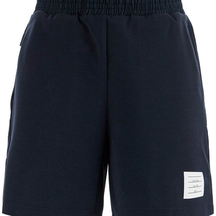 Thom Browne navy combo mid thigh ripstop and wool shorts