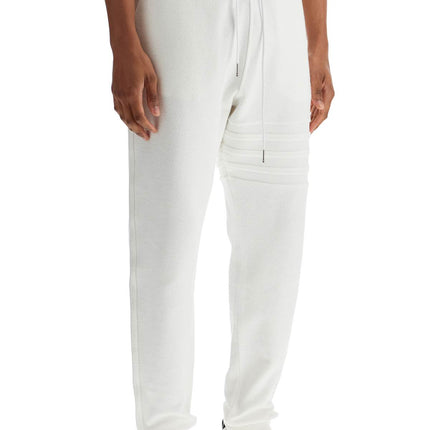 Thom Browne white cotton sweatpants with 4 stripes