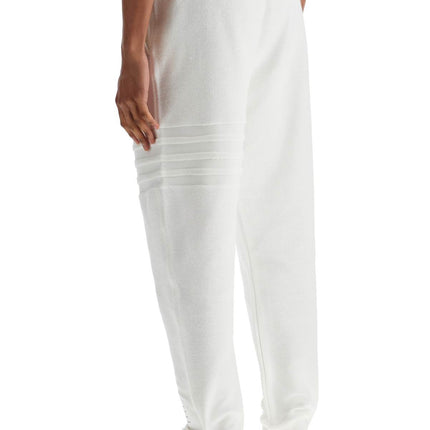 Thom Browne white cotton sweatpants with 4 stripes