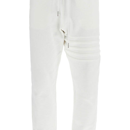 Thom Browne white cotton sweatpants with 4 stripes