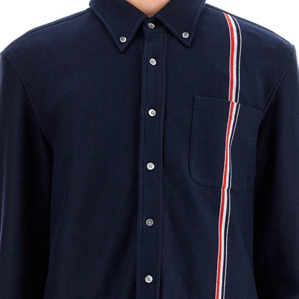 Thom Browne "button-down overshirt in knit with tricolor