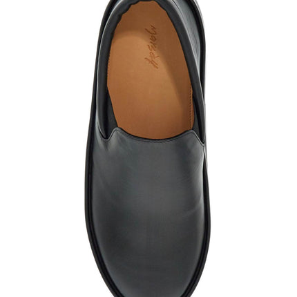 Marsell minimalist black calfskin slip-on slippers with rubber sole