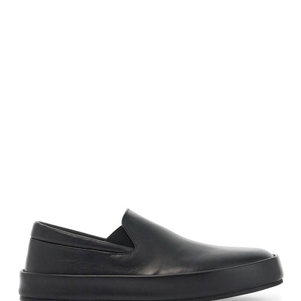 Marsell minimalist black calfskin slip-on slippers with rubber sole