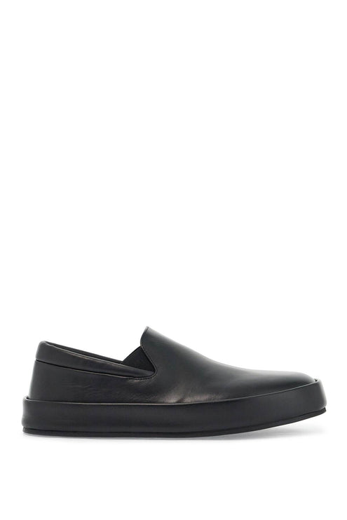 Marsell minimalist black calfskin slip-on slippers with rubber sole