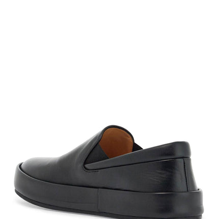 Marsell minimalist black calfskin slip-on slippers with rubber sole