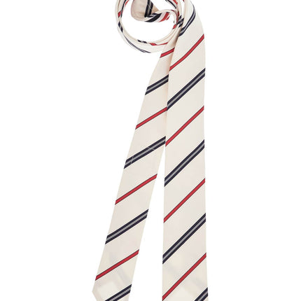 Thom Browne classic ivory tie with red and blue stripes in silk and cotton