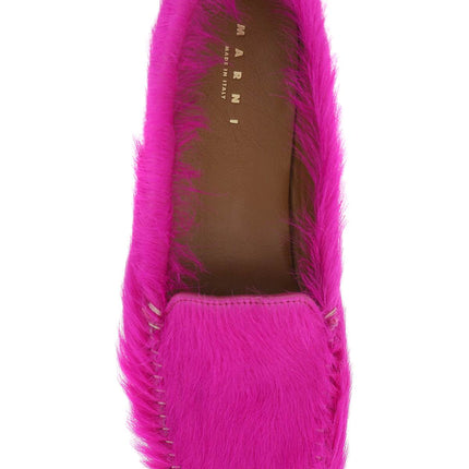 Marni long-haired leather moccasins in