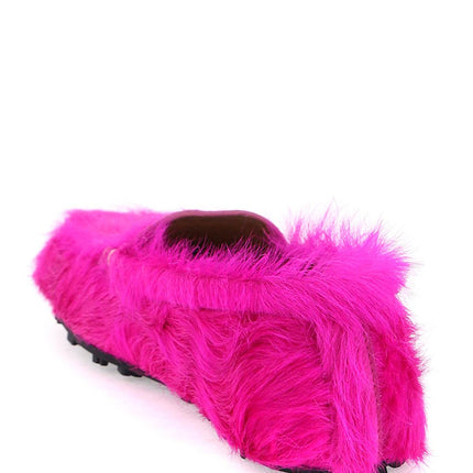 Marni long-haired leather moccasins in