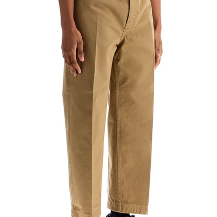 Thom Browne camel cotton chino pants with tricolor ribbon