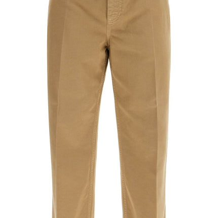 Thom Browne camel cotton chino pants with tricolor ribbon