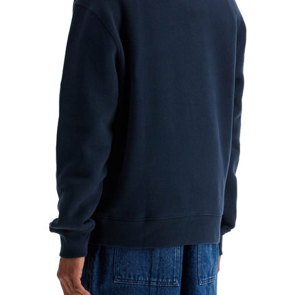 Maison Kitsune navy blue striped cotton sweatshirt