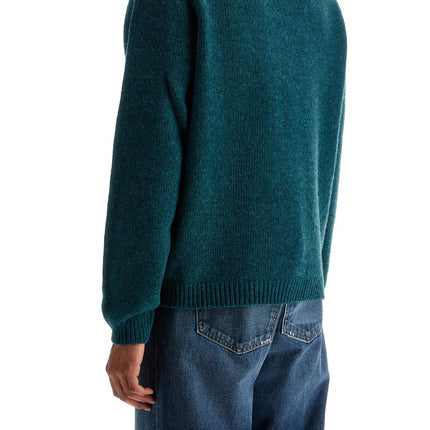 Maison Kitsune green wool sweater with fox intarsia