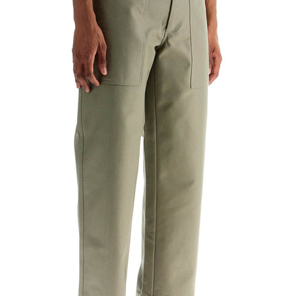 Maison Kitsune gray cotton wide leg work pants