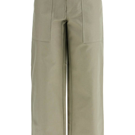 Maison Kitsune gray cotton wide leg work pants