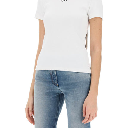 Off White Off-White ribbed t-shirt with off embroidery