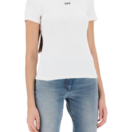 Off White Off-White ribbed t-shirt with off embroidery