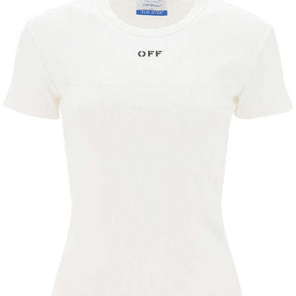 Off White Off-White ribbed t-shirt with off embroidery