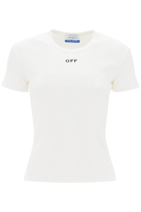 Off White Off-White ribbed t-shirt with off embroidery