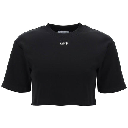 Off White Off-White cropped t-shirt with off embroidery