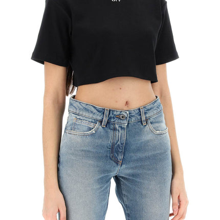 Off White Off-White cropped t-shirt with off embroidery