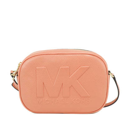 Bolsa de viaje Jet Set Cámara Crossbody ovalada de piel Sherbert mediana