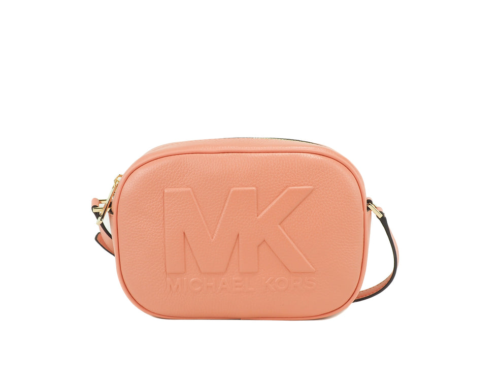 Bolsa de viaje Jet Set Cámara Crossbody ovalada de piel Sherbert mediana