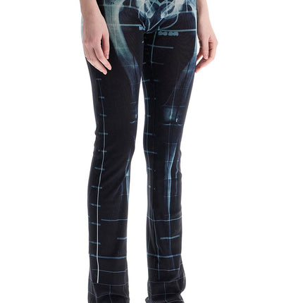 JEAN PAUL GAULTIER black polyamide pants with skeleton print