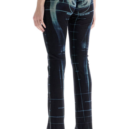 JEAN PAUL GAULTIER black polyamide pants with skeleton print