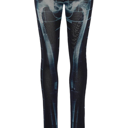 JEAN PAUL GAULTIER black polyamide pants with skeleton print